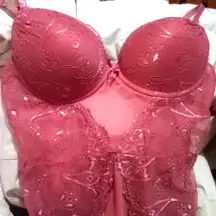 👙 Rene Rofe L Elegant Pink Lace Teddy Lingerie Intimate Intimates Body Bedroom