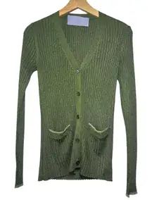 Vera Wang Lavender Label Sparkly Green Cardigan