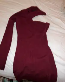 Maroon One Shoulder Dress
