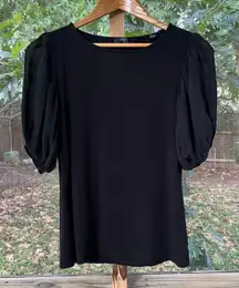 T. Tahari Women's Black Puff Sleeve Top Size S