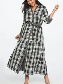 Eloquii Plaid Button Front Maxi Dress Size 20