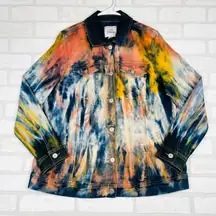 Lori Goldstein Limited Edition Logo Denim Tie Dye Jean Jacket Women's Size 14