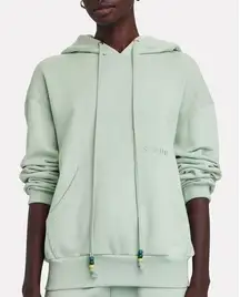 Staud Green Logo Embroidered Beaded Cotton Terry Pullover Hoodie Size XS NWOT