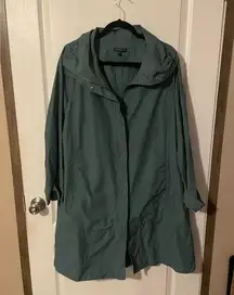 Eileen Fisher green windbreaker coat size large