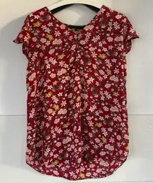 Loft Women’s Floral Maternity Flutter Short Sleeve Flowy Top Small