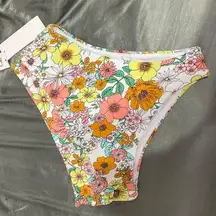 NWT Raisins Cheeky White and Floral Bikini Bottom Size Medium