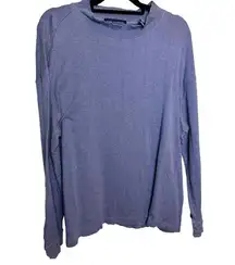 John Ashford Women Sweater Blue Size XL Slim Fit Mock Neck 100% Cotton