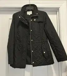 Cole Haan Women's Size Small Quilted Black Coat Jacket Warm Cozy City Classic