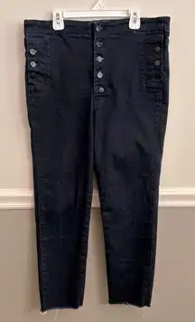 J Brand Natasha Sky High Crop Skinny Jeans Stretch Denim Dark Blue Wash Realm 32