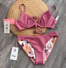 Nwt maaji salmonberry dainty underwire bikini set reversible women’s M /‎ S