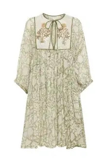 NWT Daughter's of India Diya Mini in Pistachio Cotton Blockprint Dress XS