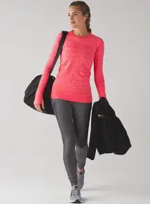 Lululemon  Rest Less Pullover Heathered Electric Coral Orange Size 8