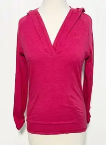 Puma‎ Women's Long Sleeve V Neck Pullover Hoodie Sweatshirt Pink Size Small
