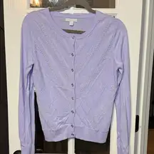 NEW YORK & CO Lightweight Lavender Button-Up Cardigan Sweater Size M