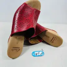 Clarks Collection Red Leather Wedge Heels 7