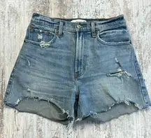 Abercrombie & Fitch Curve Love High Rise 4” Destructed Denim Jean Shorts 26
