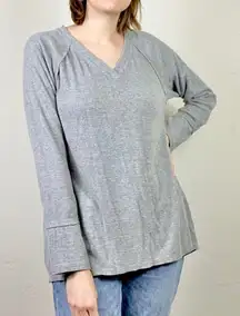 Wildfox Haley Brushed Grey V Neck Thermal Sweatshirt Sweater