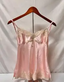 Vintage silk cami with lace trim