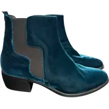 Pierre Hardy Velvet Chelsea Rich Teal Ankle Boots $1095 Rare Italy 37.5 /‎ 7.5