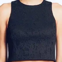 Rebecca Taylor Die Cut Crop Top in Black