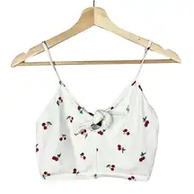 Forever 21 White Cherry Tie Cropped Tank Top S