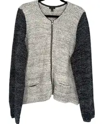 NWT Talbots Womens Tweed Zip Front Jacket Cardigan Gray Size XL Career Office