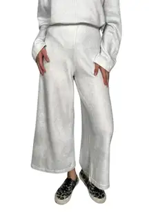 Zara Glitter Textured Wide-Leg pants Medium and sweater Larger Set White Women's