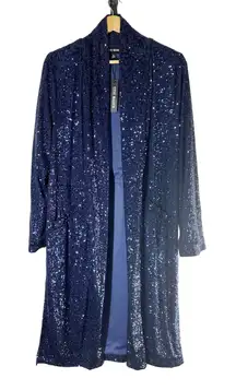 Steve Madden Showstopper Duster Sequin Size Small Midnight Blue Concert