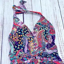 Kenneth Cole paisley floral one piece swim suit size large