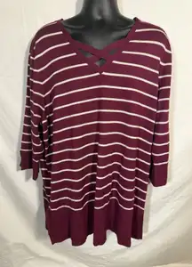 Fashion Avenue Sweater Cross Neck Sz 3xl Open Knit 100% Acrylic Pullover Top‎