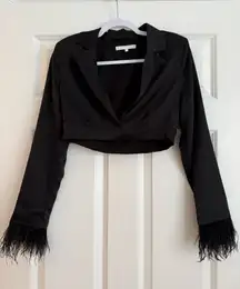 More To Come Revolve Feather Blazer Top