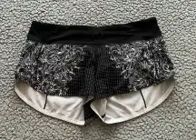 Women’s Lululemon Black White Speed Up Low Rise Lined Short size 8 EUC Rare