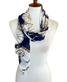 Vintage Equestrian-Themed Sheer Scarf - Preppy Y2k