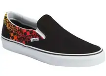 Vans  Classic Slip-On Logo Flame Black/ True White Size M 5/W 6.5