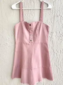 By The Way Sleeveless Raw Hem Carmin Mini Dress Blush Denim Pink Women's Medium