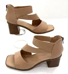 Frye & Co Chunky Heel Sandal Shoe Women US 10 EU 40.5 Roxy Tan Block Ankle Strap