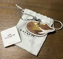 Coach NWOT  Leather & Suede Deer Fawn Keychain Purse Charm w/Dust Bag