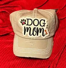 KBethos Vintage Dog Mom Cap Hat Beige Distressed Frayed Baseball Cap Paw Print