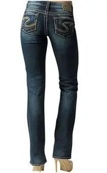 Silver Jeans Lola Boot Cut Flared Stone Wash Embroidered Jeans, Size 29