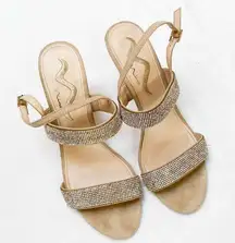 Nina suede tan bling heeled sandals