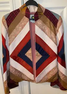 Stunning Japanese Kimono Silk Fabric Patchwork Wearable Art Jacket (size 2)