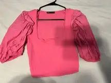 ZARA pink Puff Sleeve Top