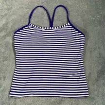 lululemon athletica Blue and White Striped Tank Top