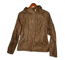 Burton women's brown fleece lined hooded jacket coat layering warm size large