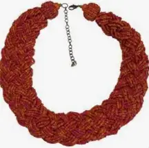 This is a Really Pretty Braided Glass Seed Bead Necklace, burgundy color.