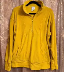 Aerie OFFLINE Chartreuse Green Terry Pullover Mock Neck Half Zip Sweater Small