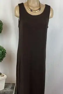 Chico's  Travelers Brown Sleeveless Basic Maxi Dress 1 M