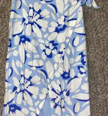 LOFT Brushed Daisy Linen Blend Wrap Midi Skirt size 8