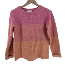 Cupcakes‎ and Cashmere XS Pink Orange Color Block Crewneck Knit Sweater