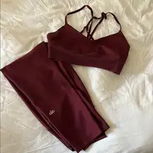 ALO Yoga merlot set 7/8 airlift leggings size L lavish bra size S